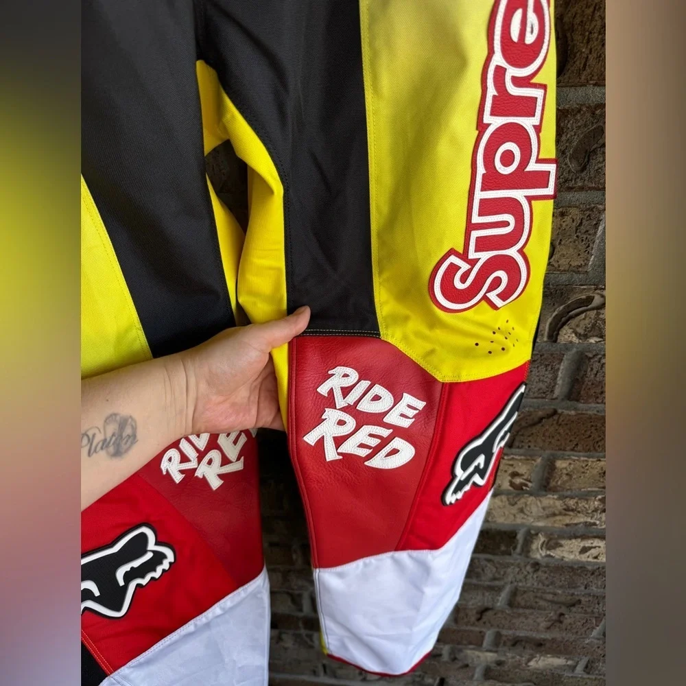 Supreme x Fox Racing Moto Pants Size L Ride Red Black Yellow Authentic